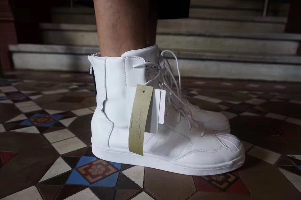 Yohji Yamamoto × Adidas Y3 White Punk Superstar Shell-Toe Leather Sneakers