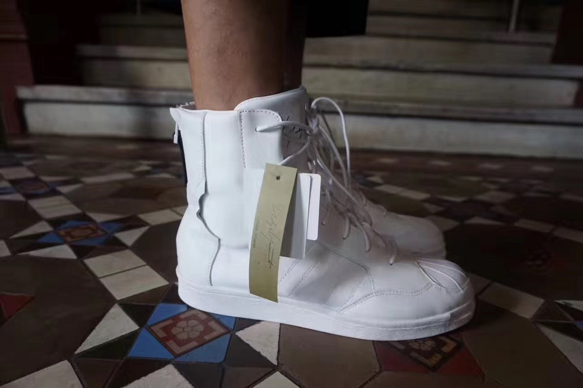 Yohji Yamamoto × Adidas Y3 White Punk Superstar Shell-Toe Leather Sneakers