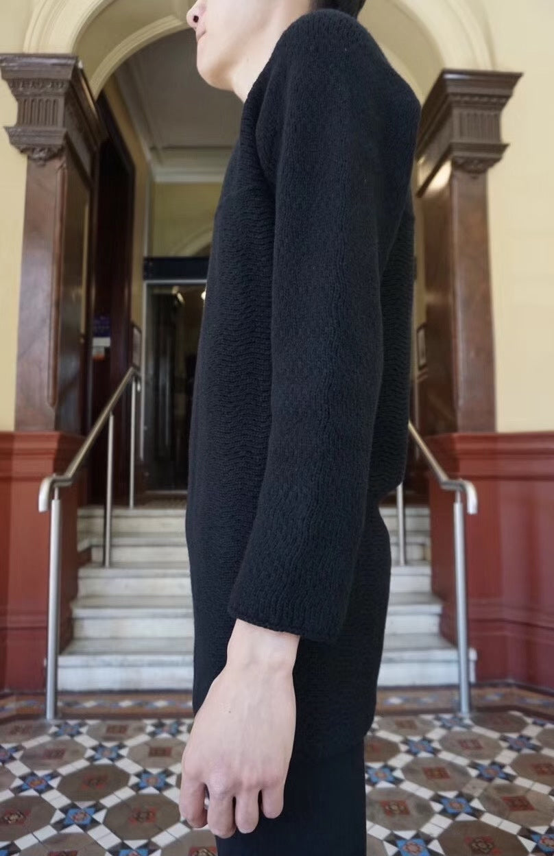 M.A+ FW17 Black Cross Wool Cashmere Crew Neck Sweater