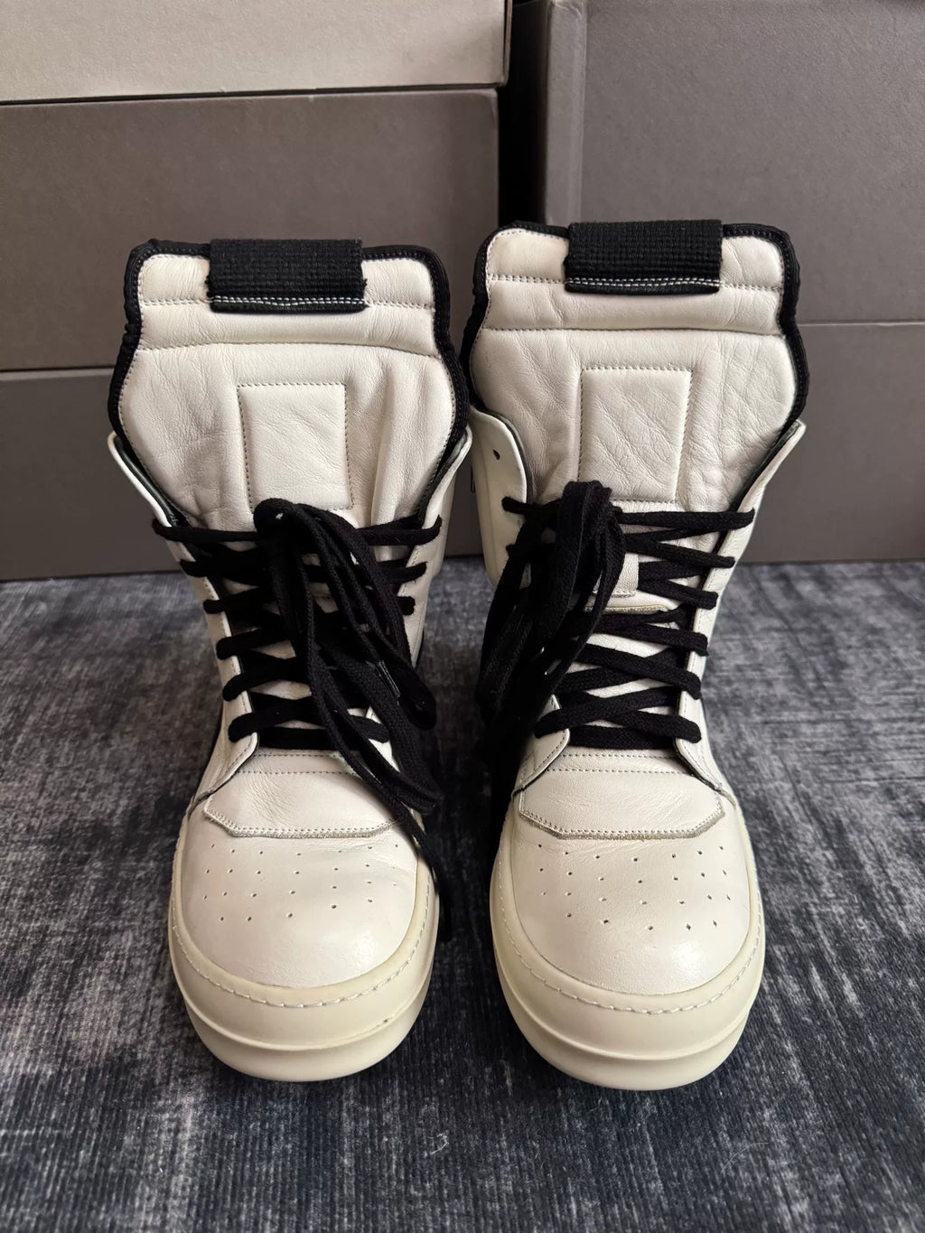 Rick Owens Inverted-Triangle White Sneakers