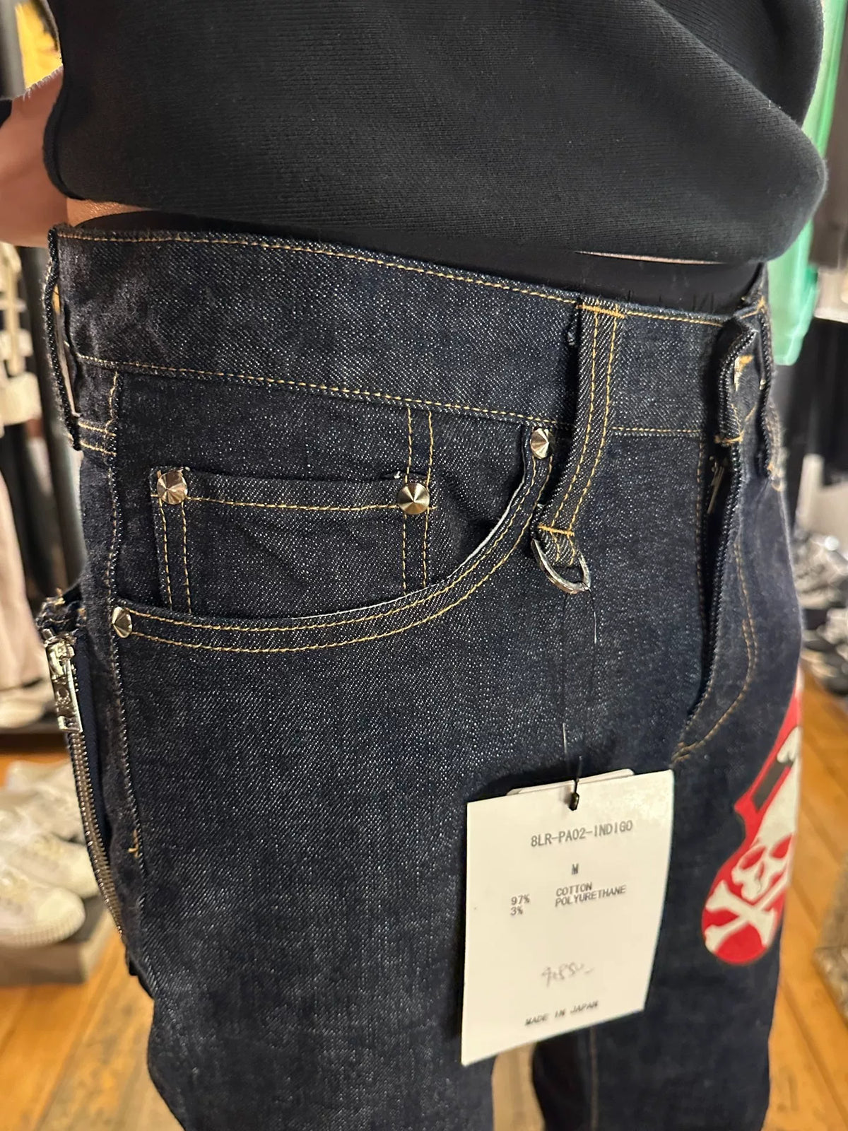 mastermind Japan × Theater8 Rolling Stones Navy Blue One Wash Cotton Denim Jeans