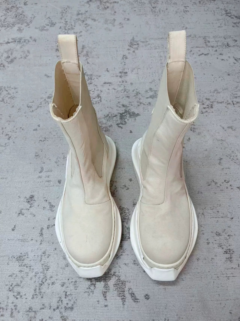 Rick Owens Off-White Platform Chelsea Boots
