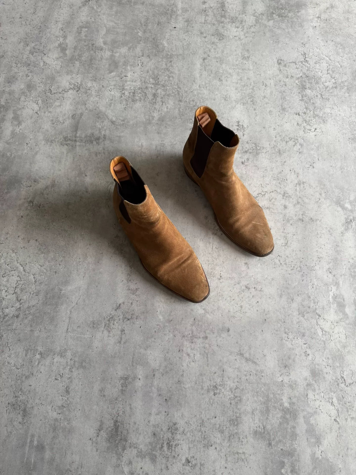 Saint Laurent Paris AW16 Wyatt Sand Suede Chelsea Boots by Hedi Slimane
