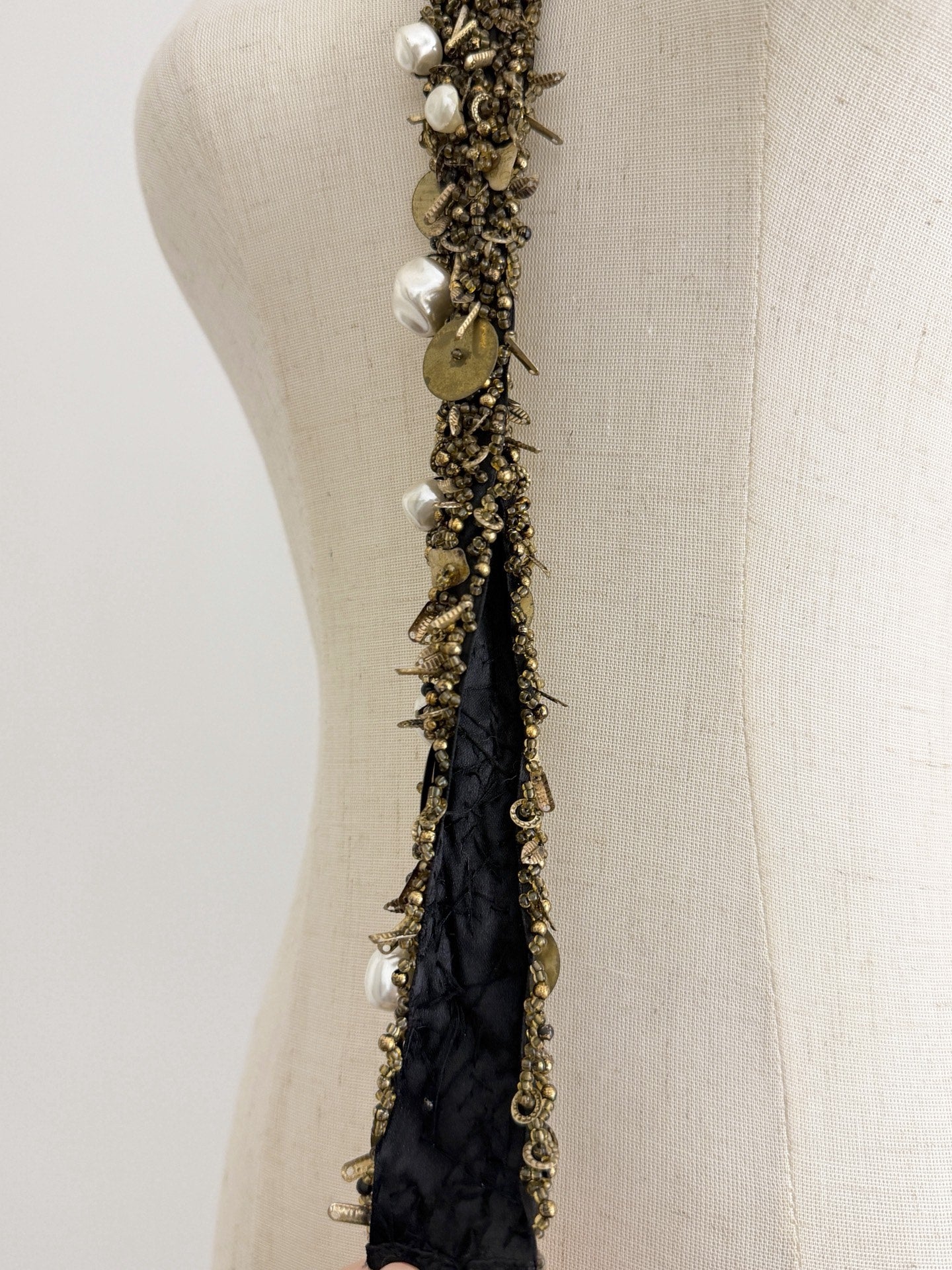 Comme Des Garcons Metal Stud Beaded Tie Black - Devines