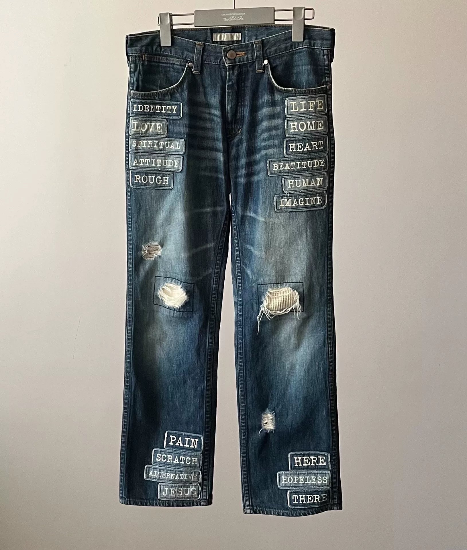 Number (N)ine SS02 “MODERN AGE” Poem Patch Grunge Denim