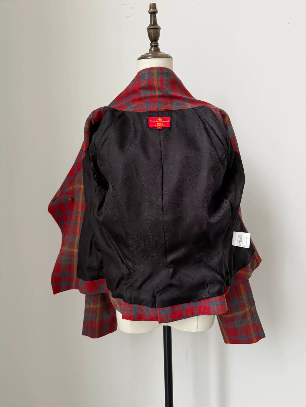 Vivienne Westwood vintage red plaid asymmetric lapel jacket