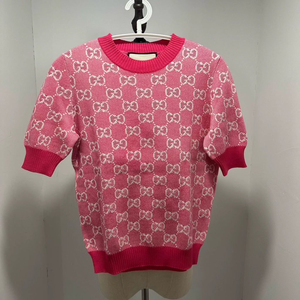 Gucci All-Over Print Knit Short Sleeve Top