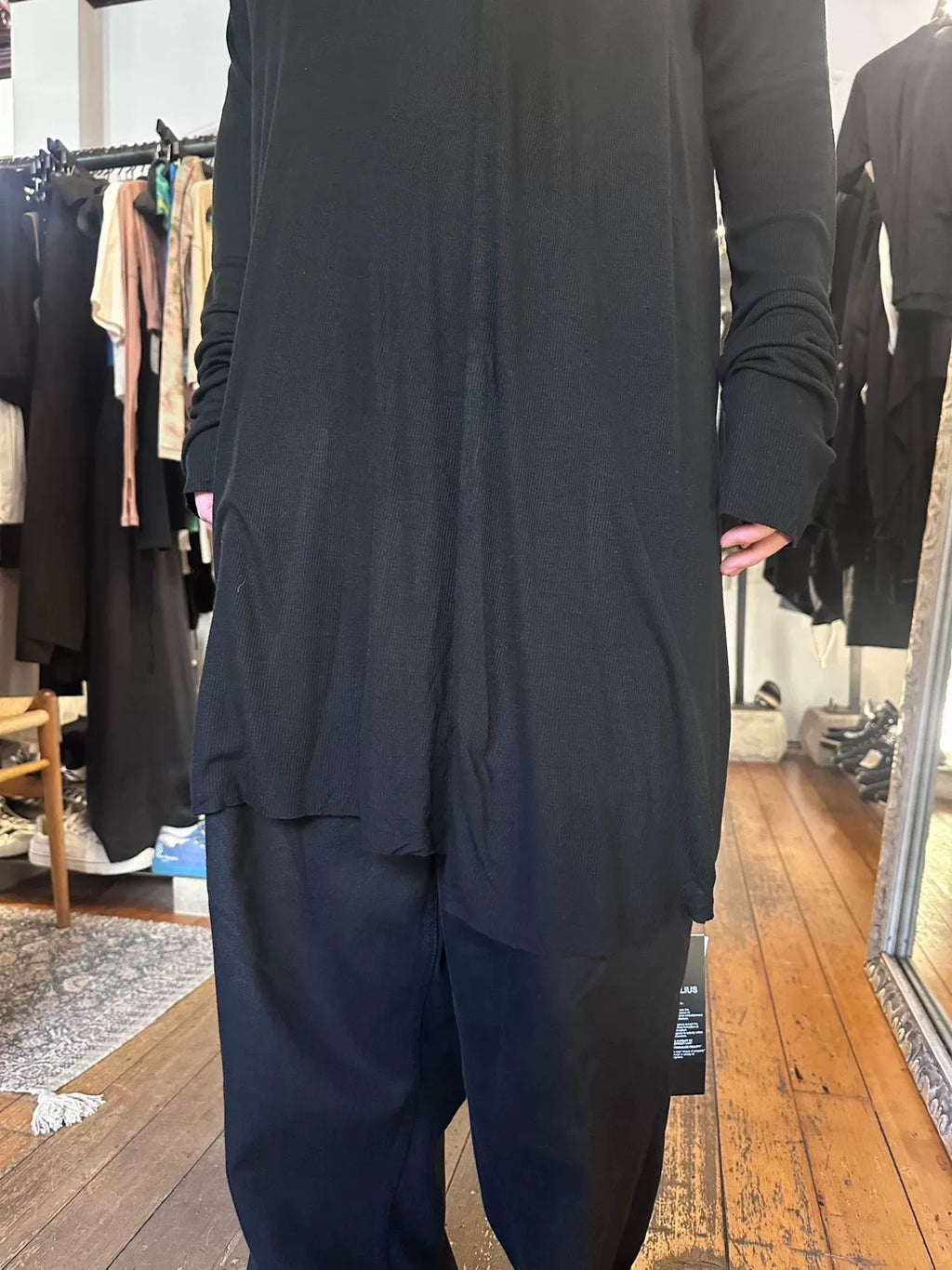 Julius Black Irregular Ribbed Sleeve 16Pre Quantums Viscose Silk Jacket