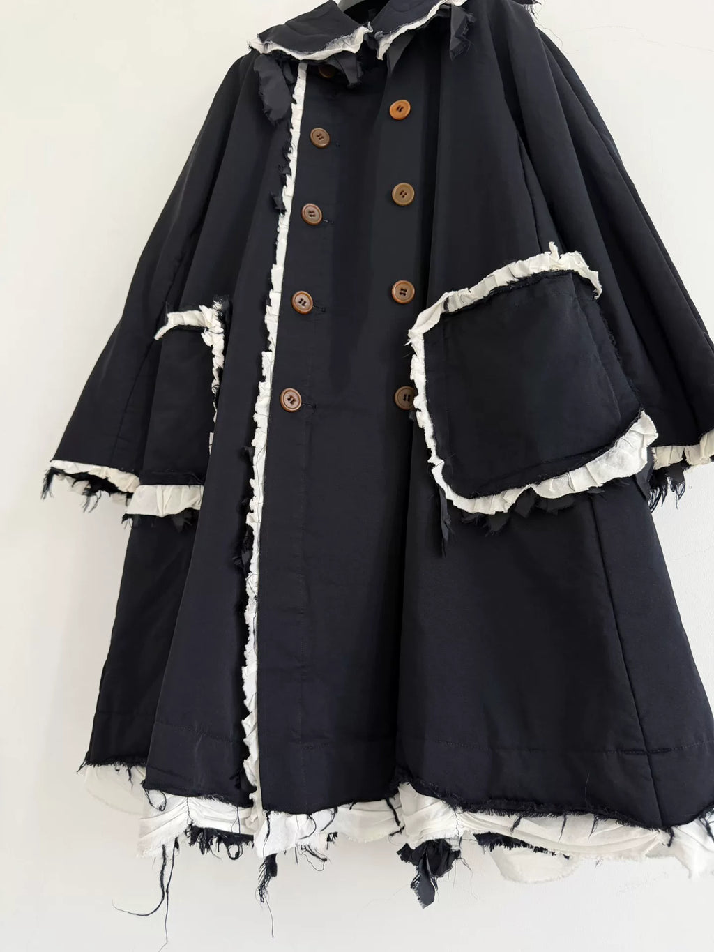 Comme Des Garçons Frayed Edge Snowman Wool Blend Coat