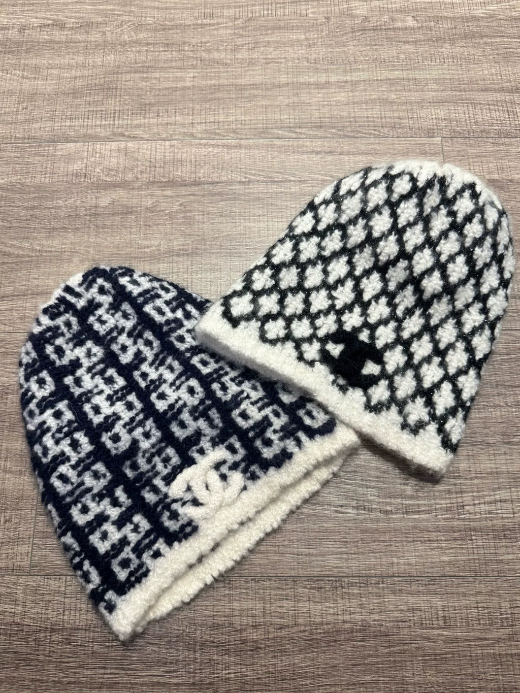 Chanel Black White Tweed Cashmere Beanie