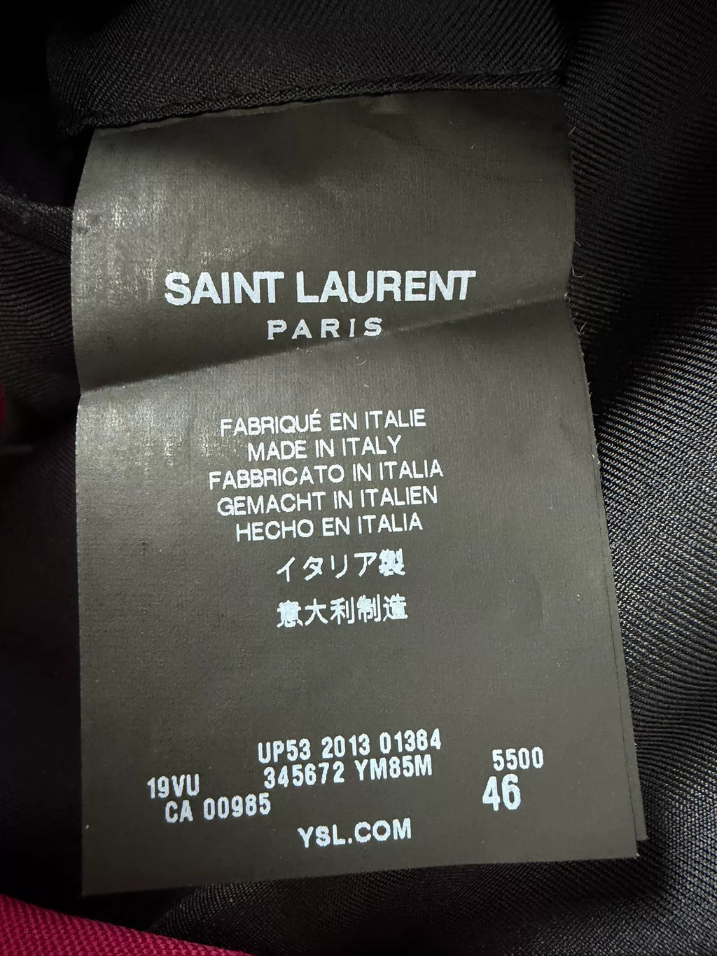 Saint Laurent SS14 Raspberry Red Black Trim Wool Jacket