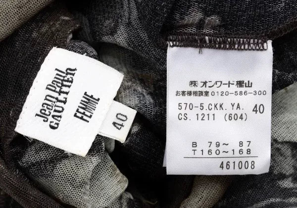 Jean Paul Gaultier Vintage Grey Patterned Mesh Top