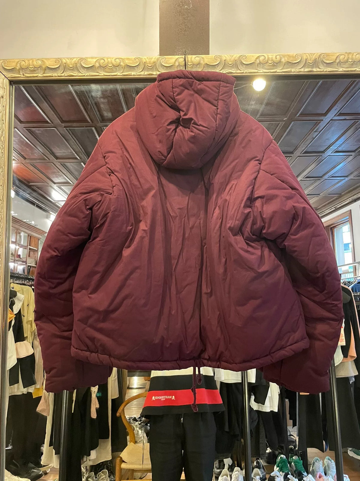 Yeezy Season 5 Oxblood Short Puffer Hooded Cotton Jacket