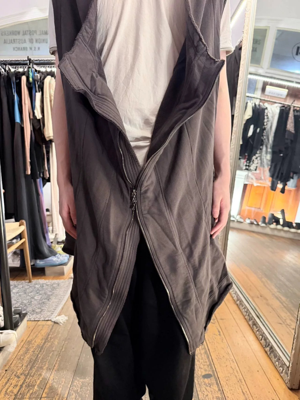Julius FW10 Goth Ik Grey Zip-Up Cotton Vest