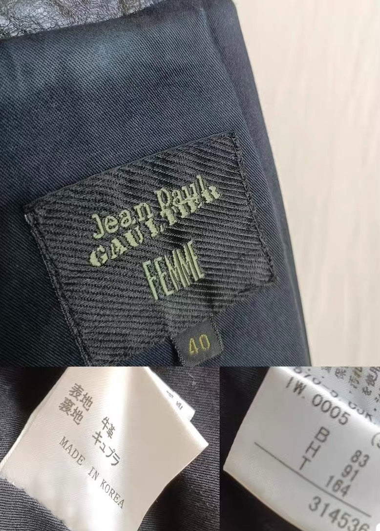 Jean Paul Gaultier City Hunter Black Distressed Leather Jacket