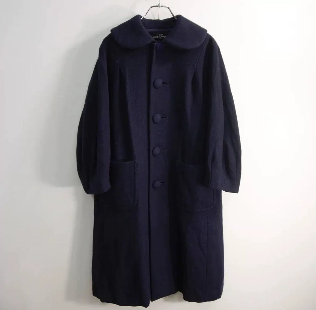 Comme Des Garçons AW09 Navy Blue Crew Neck Wool Coat