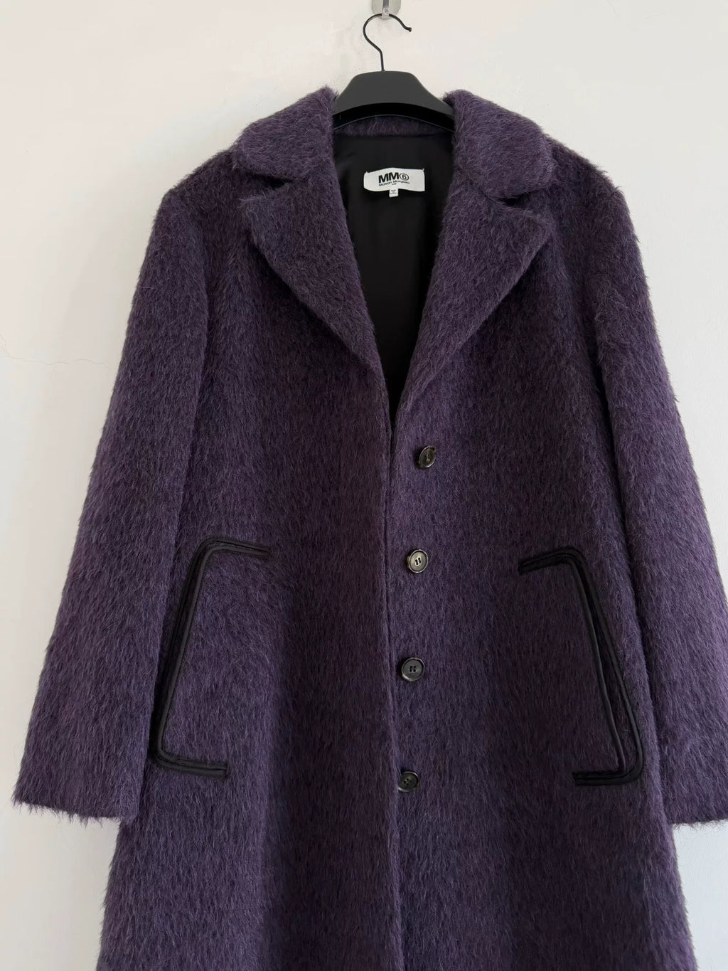 MM6 Maison Margiela Dark Grape Purple Umbrella Pleats Wool Mohair Blend Coat