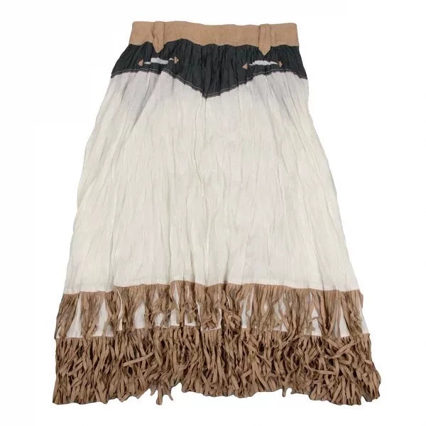 Issey Miyake Vintage Brown Patterned Fringe Skirt