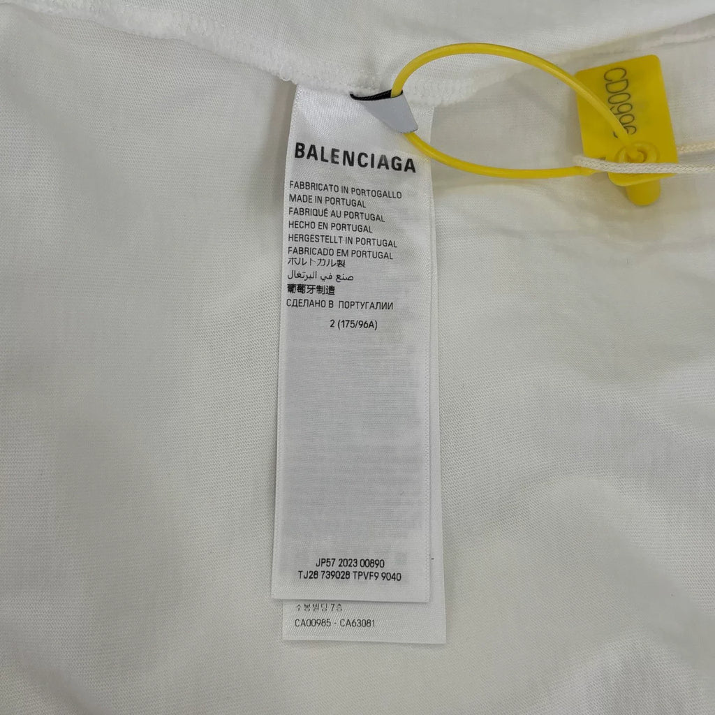 Balenciaga White Inverted Embroidered Slogan T-Shirt