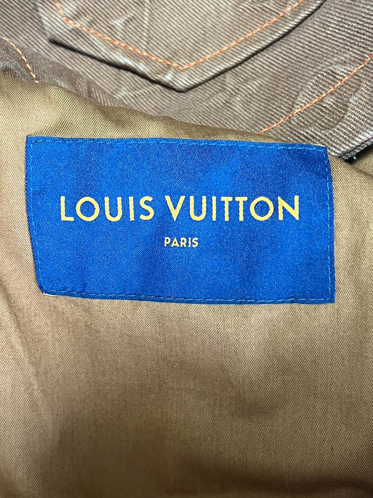 Louis Vuitton orange patchwork lumberjack denim jacket