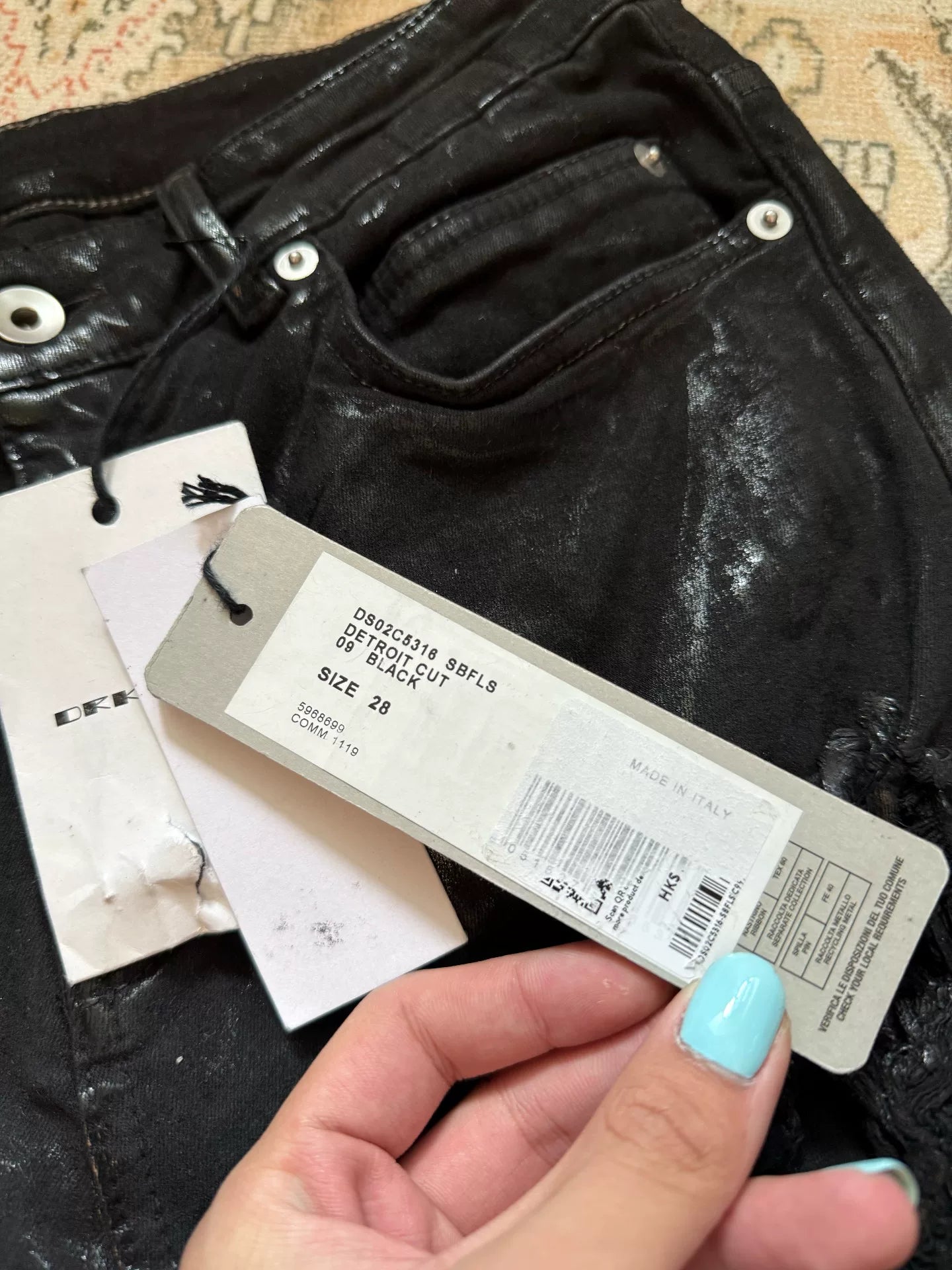 Rick Owens Drkshdw Distressed Waxed Jeans