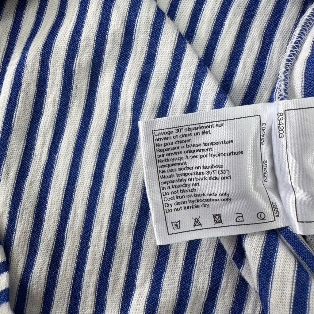 Chanel Short Sleeve Blue White Striped Dress