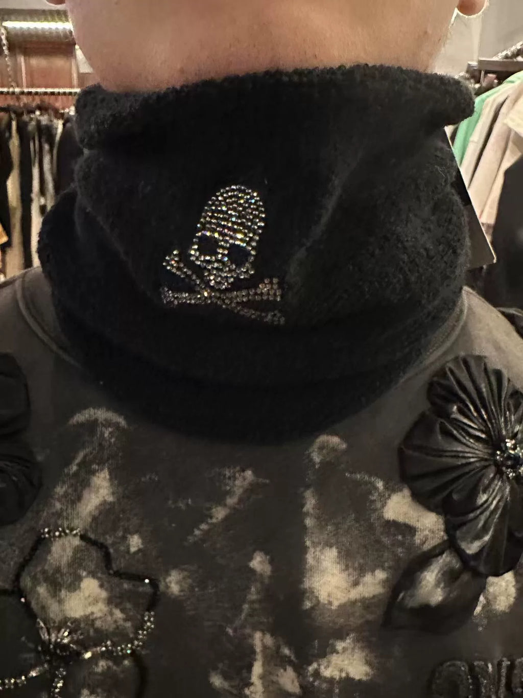 mastermind Japan Sample Black Rhinestone Skull Scarf