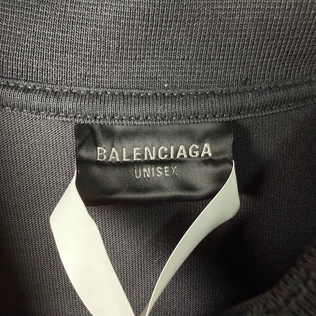Balenciaga Distressed Printed Logo Layered Long Sleeve Top