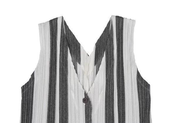 Issey Miyake Vintage Black Striped Pleated Vest