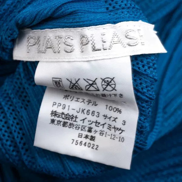 Issey Miyake Vintage Blue Polka Dot Pleated Top