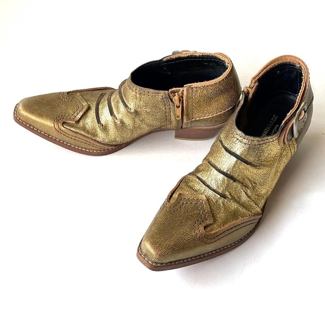 JUNYA WATANABE Pre-owned Leather Ankle Boots In Gold