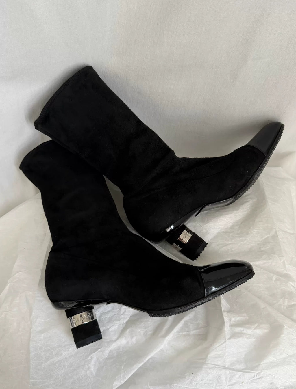 Chanel vintage stretch mid-calf boots