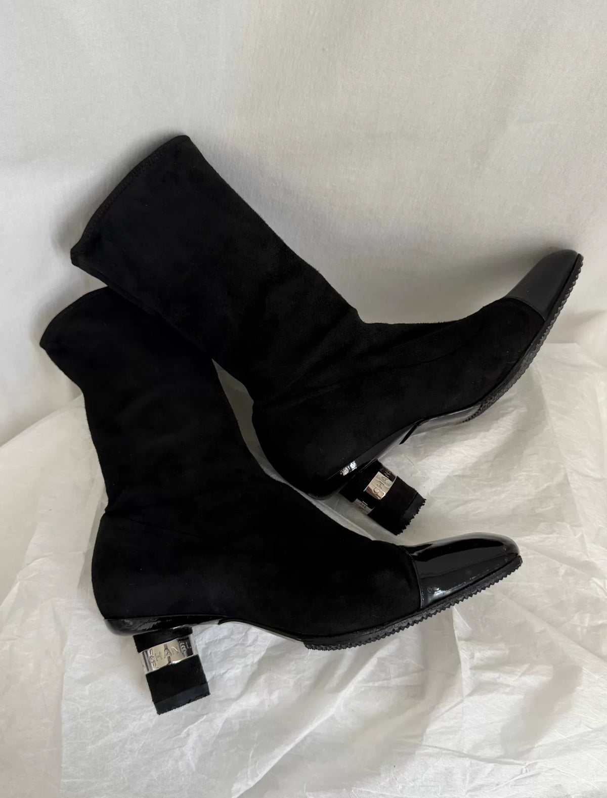 Chanel vintage stretch mid-calf boots