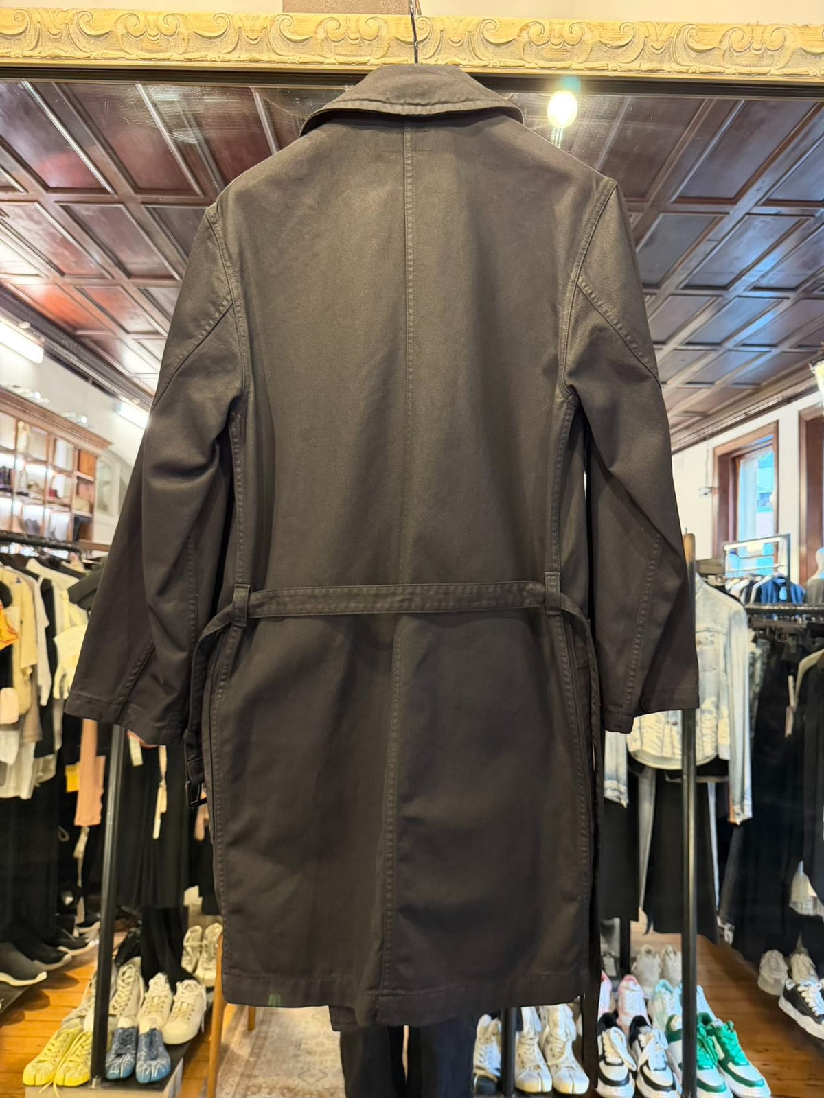 Lemaire FW25 Charcoal Grey Coal Straight Belted Cotton Coat