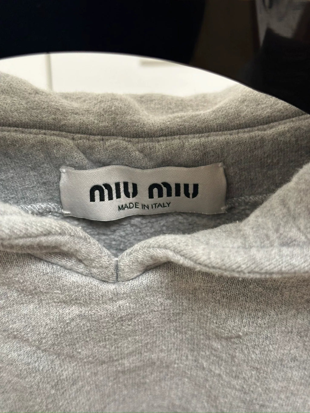 Miu Miu Grey Navy Collar Logo Sweater