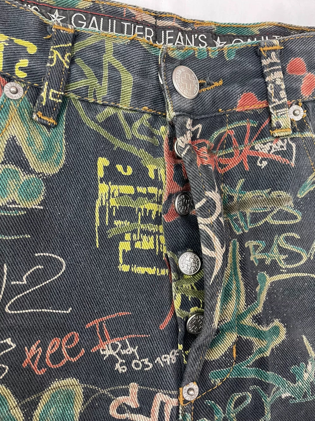 1994 Spring/Summer Jean Paul Gaultier Graffiti Print Jeans