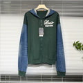 Louis Vuitton SS23 Jacket Zip Denim Color-Block Logo Embroidered Cotton Denim Green Hoodie