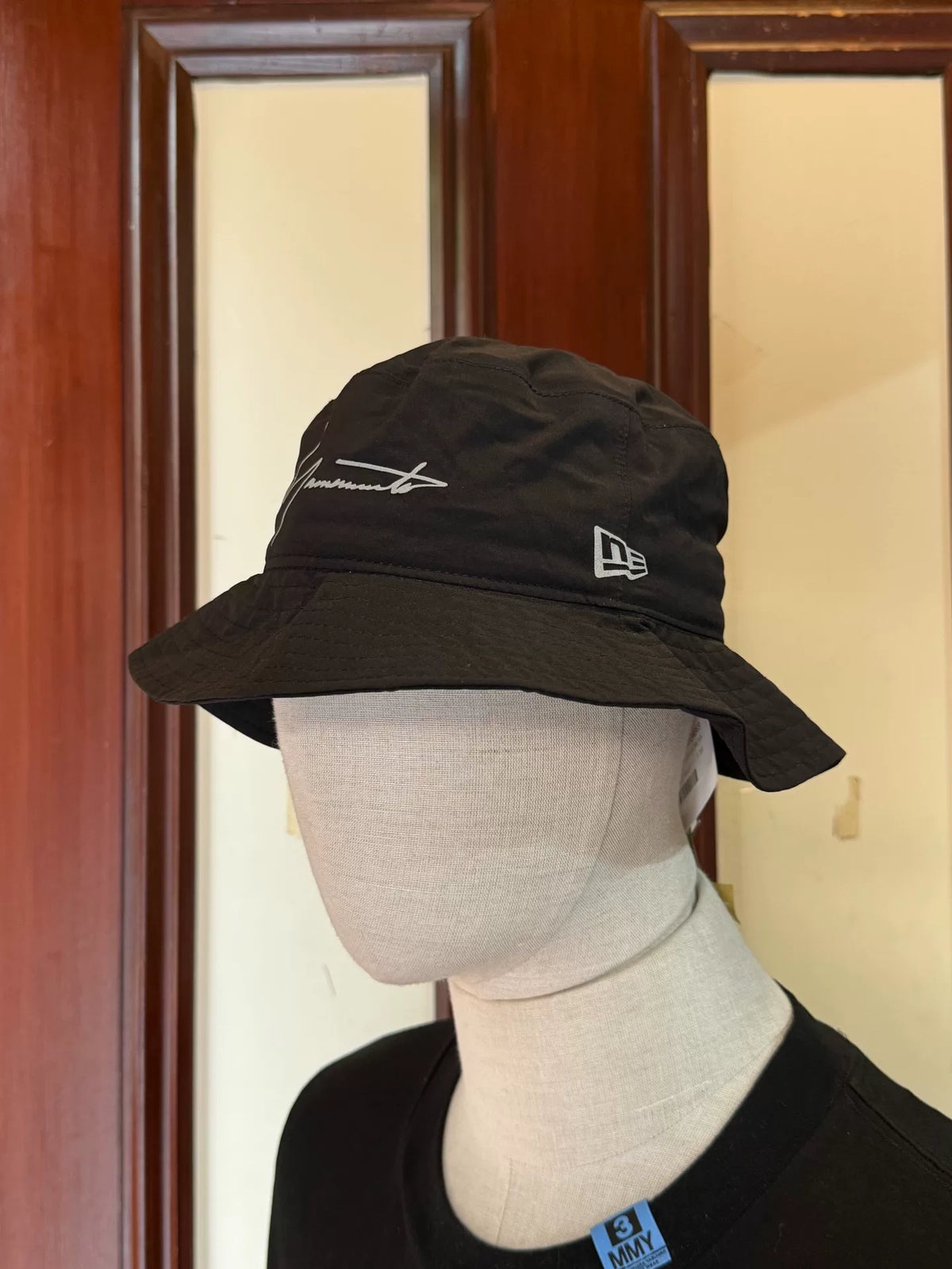 Yohji Yamamoto × New Era Black Gore-tex Signature Logo Fisherman Hat
