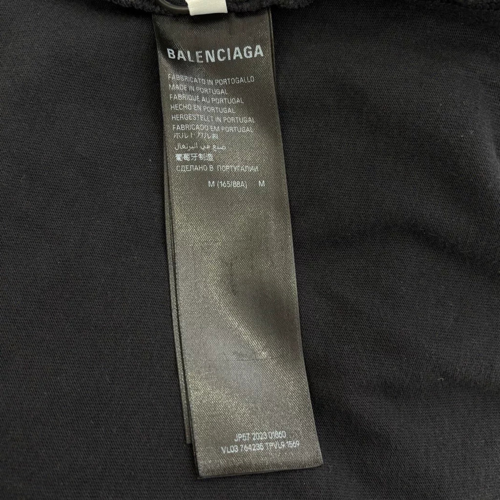 Balenciaga Dark Grey Coconut Graffiti Logo Print Short Sleeve Top