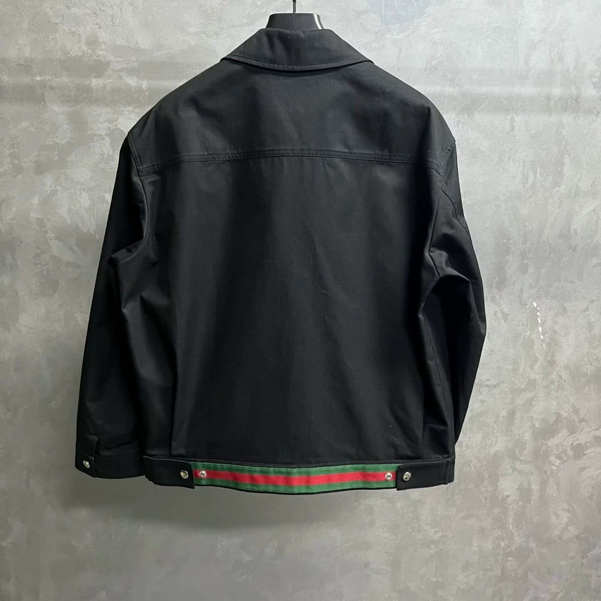 Gucci Black Cotton Poplin Grid Pattern Jacket