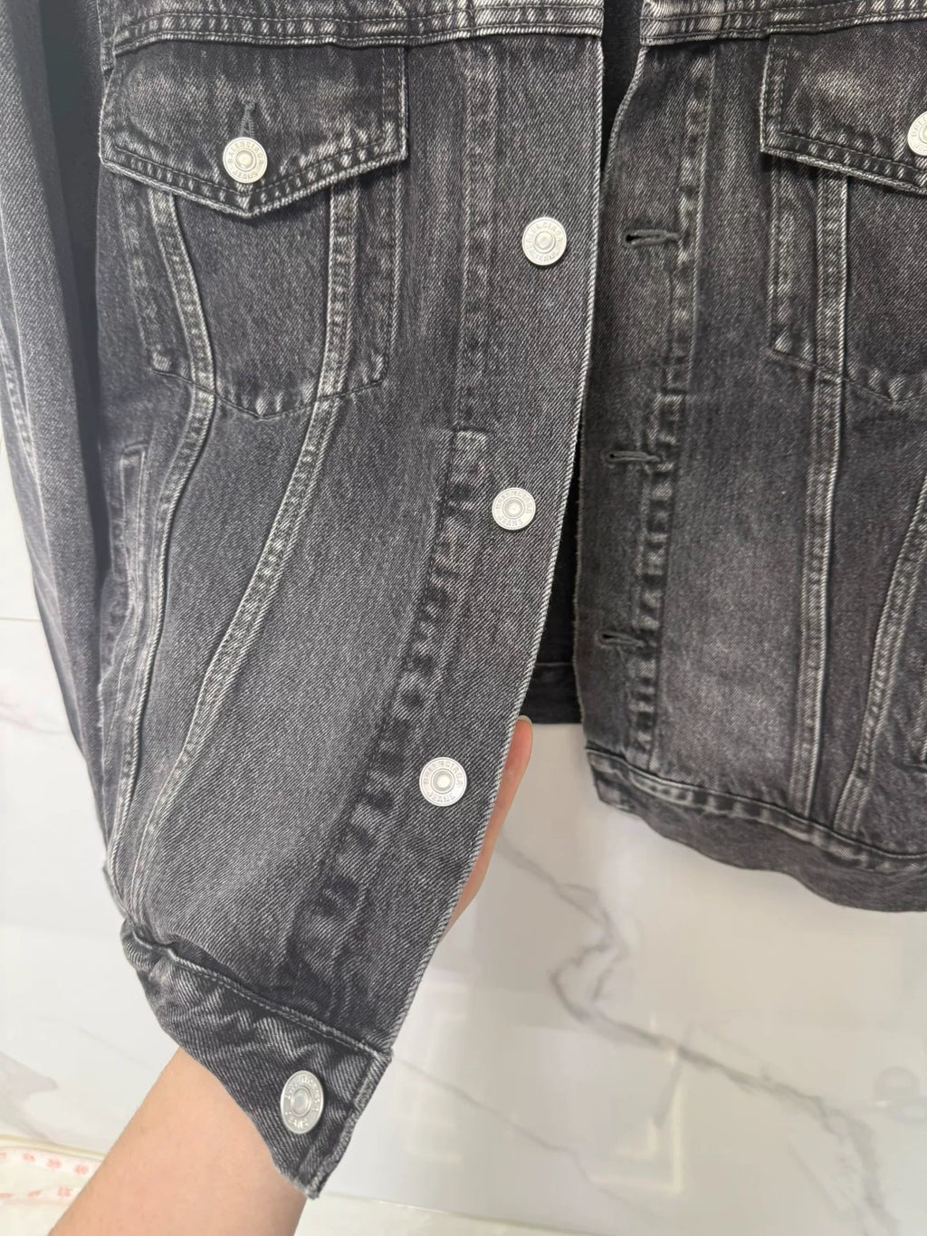 Balenciaga Black Printed Denim Jacket