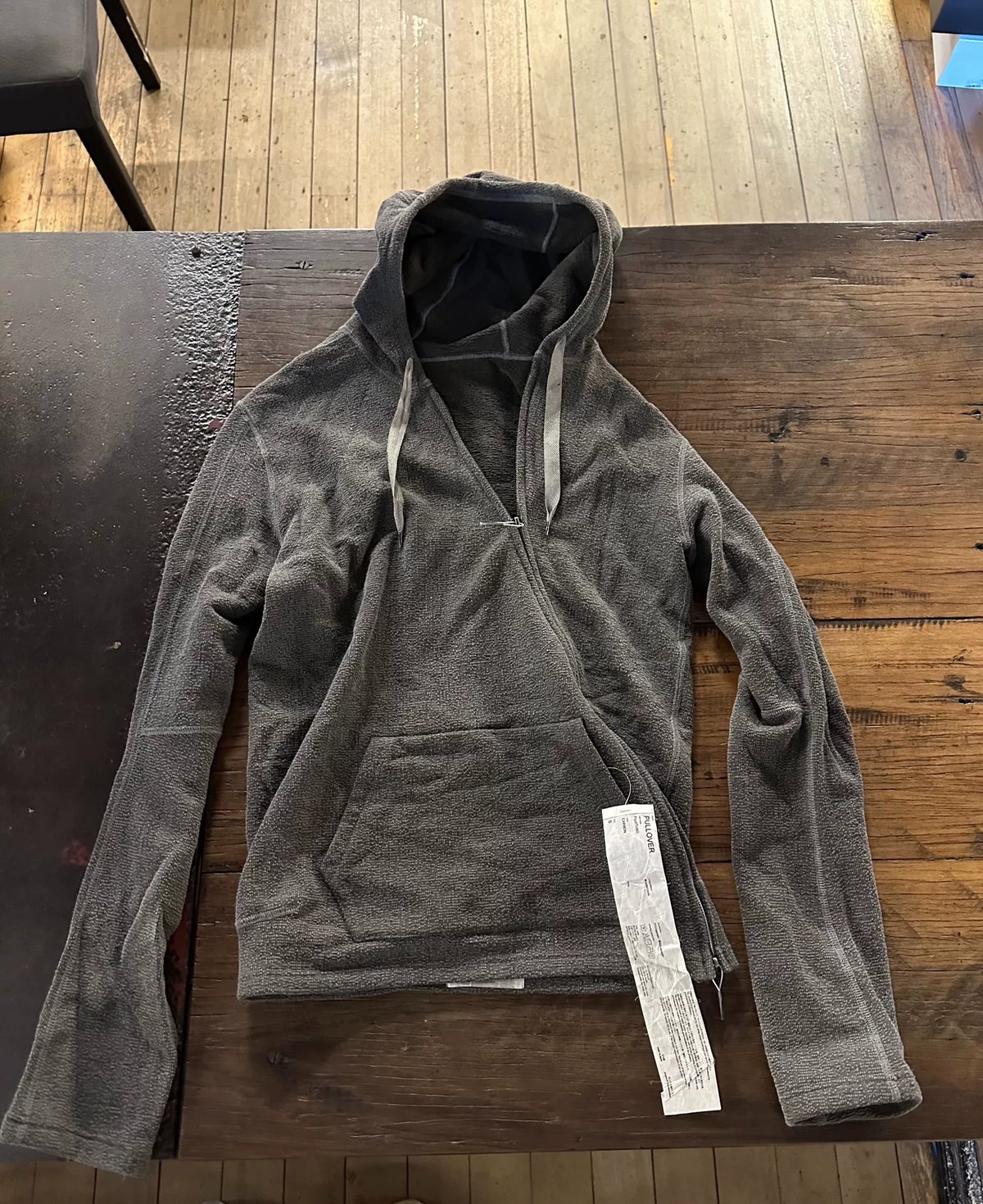 Taichi Murakami Grey Diagonal Zip-Up Cotton Hooded Sweater