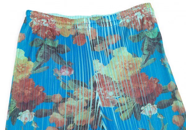 Issey Miyake Vintage Blue Floral Pleated Pants