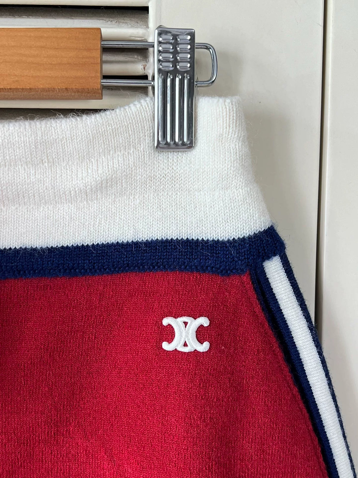 Celine Arc de Triomphe logo knit midi skirt