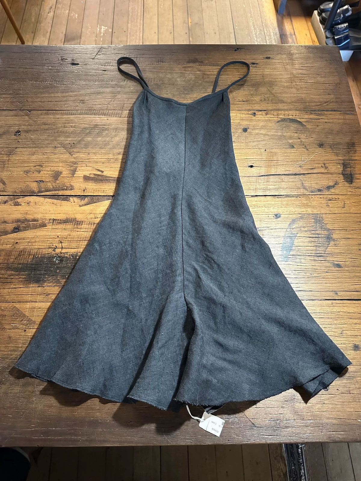 M.A+ FW23 Black Cross-Back Open-Back Linen Lotus Silk Dress