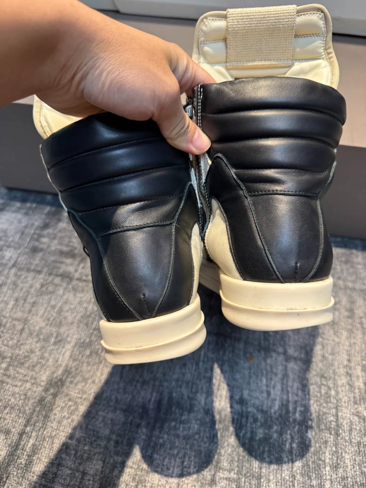 Rick Owens Inverted-Triangle White Black Sneakers