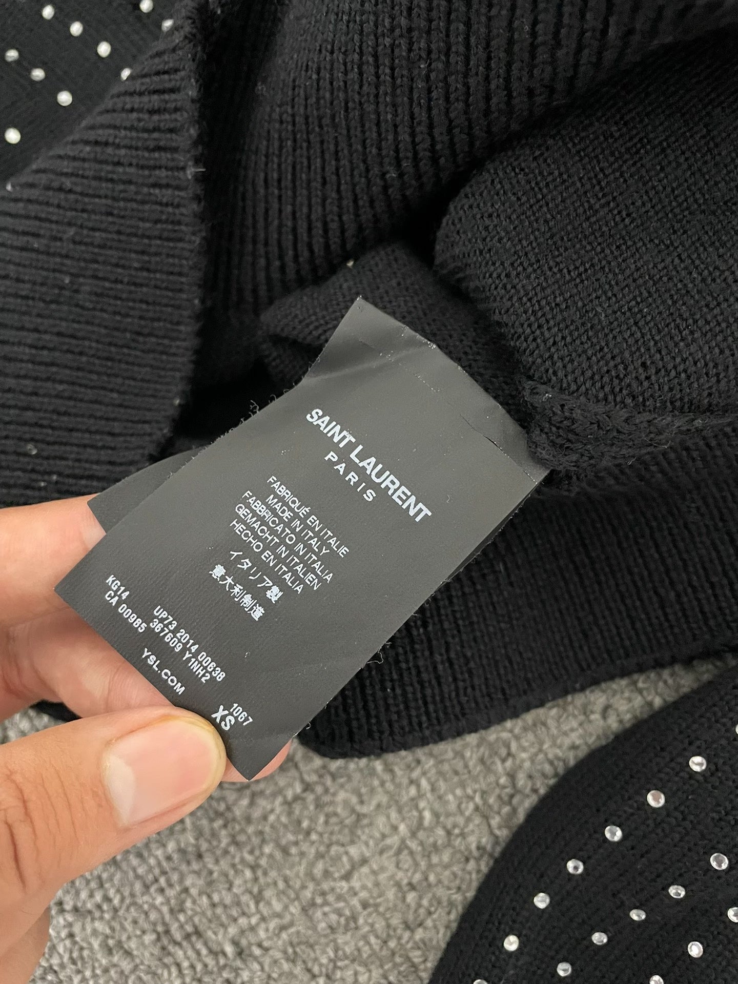Saint Laurent FW14 Rhinestone Wool Cardigan