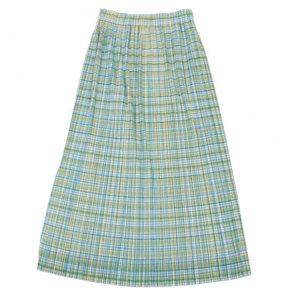 Issey Miyake Vintage Green Plaid Pleated Skirt