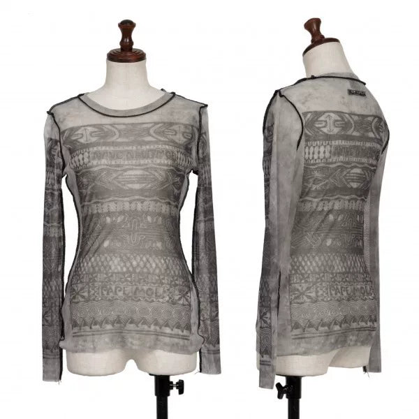 Jean Paul Gaultier Vintage Grey Patterned Mesh Top
