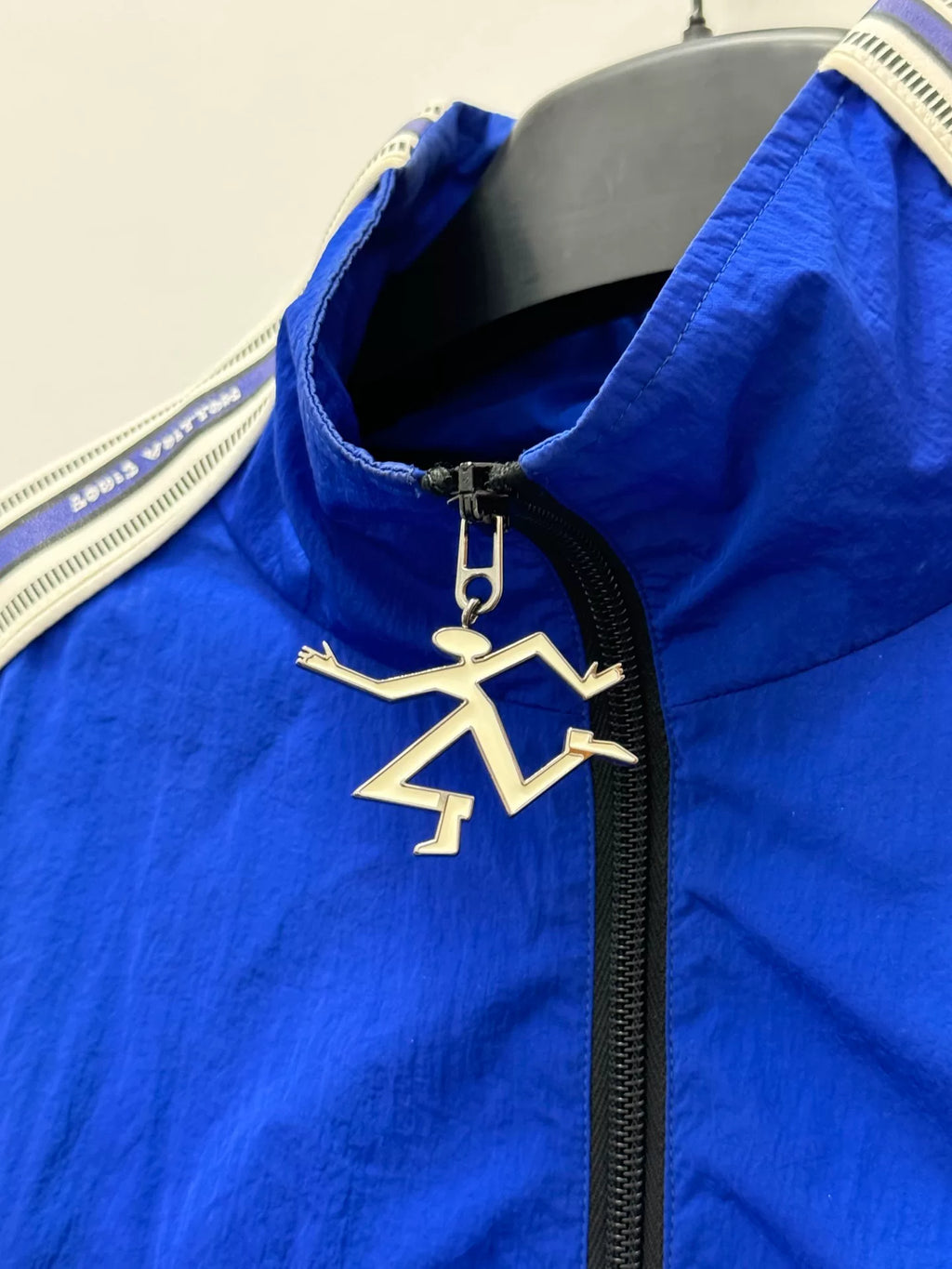 Louis Vuitton SS22 Blue Plaid Striped Turtleneck Zip-Up Jacket
